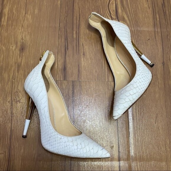 Giuseppe Zanotti Croco Embossed Leather Pump In White Women Size 38 - Picture 1 of 12